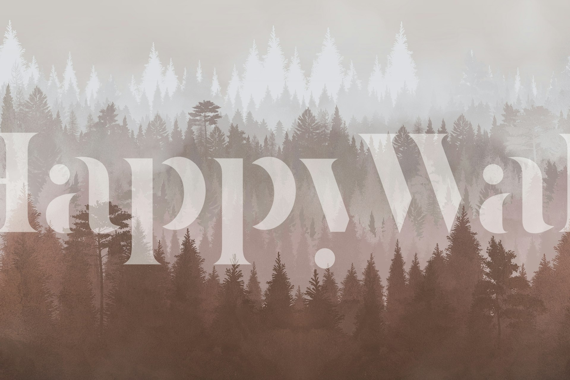 Subtle forest silhouette in shades of brown and gray wallpaper