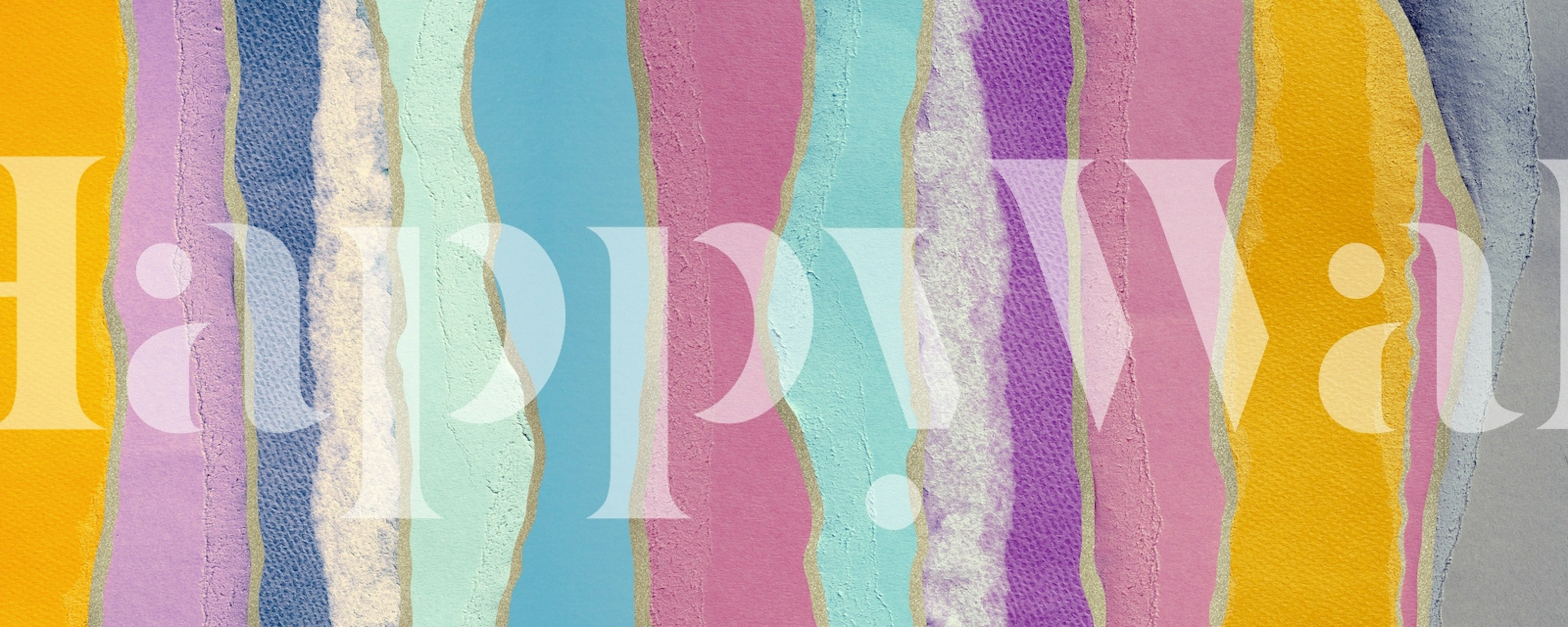 Bunte Papiercollage-Tapete in einem Raum