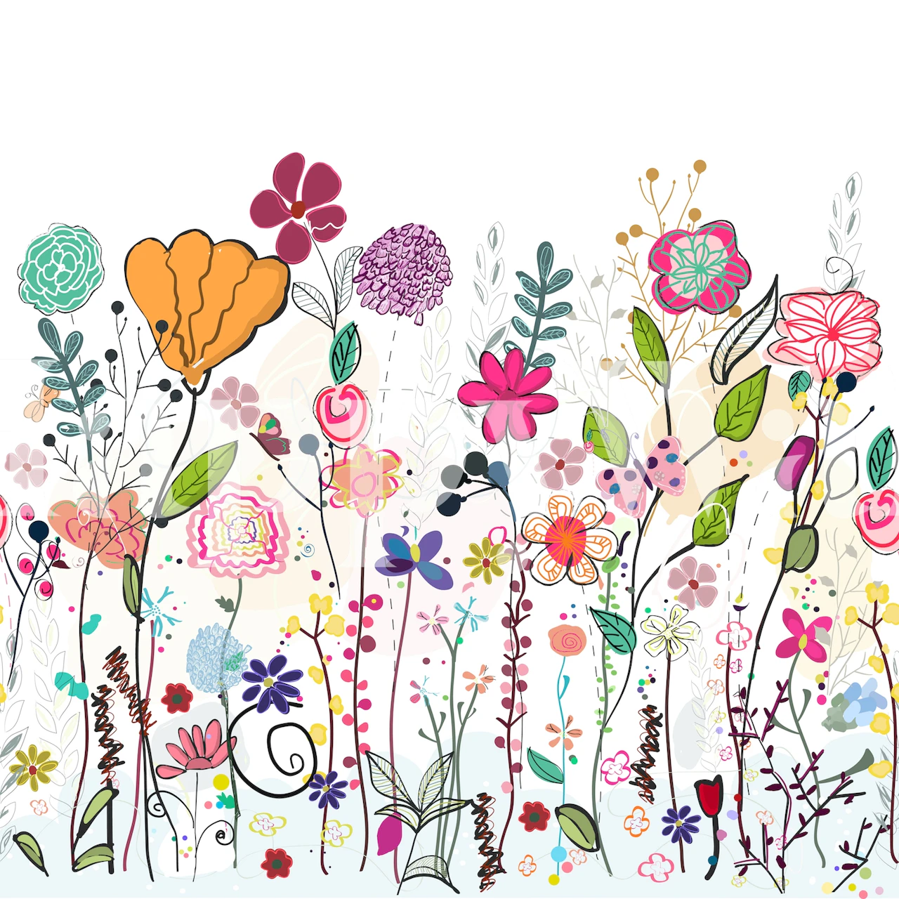 Colorful wildflowers wallpaper i et rum