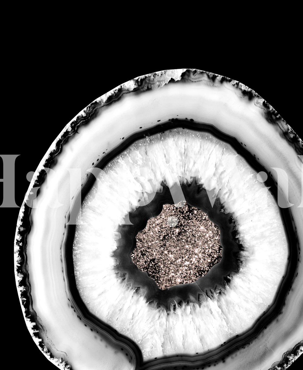 Black and white agate pattern with rose gold glitter wallpaper