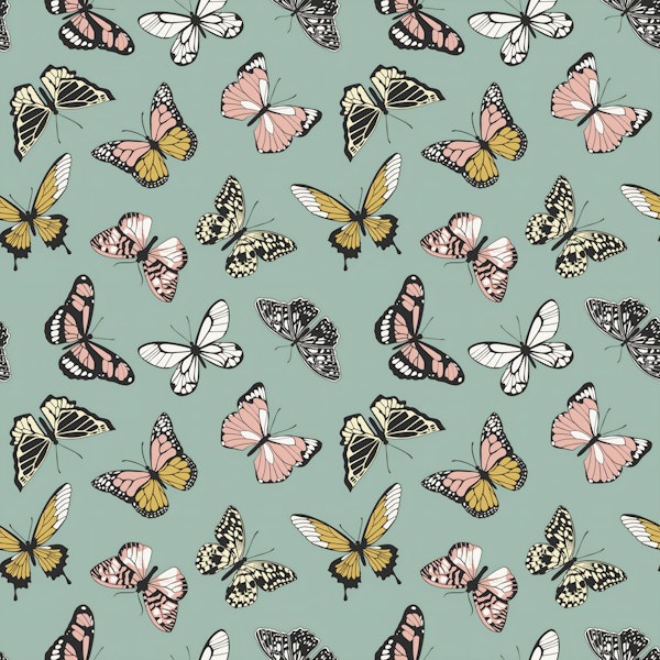 Spring Butterflies on Teal