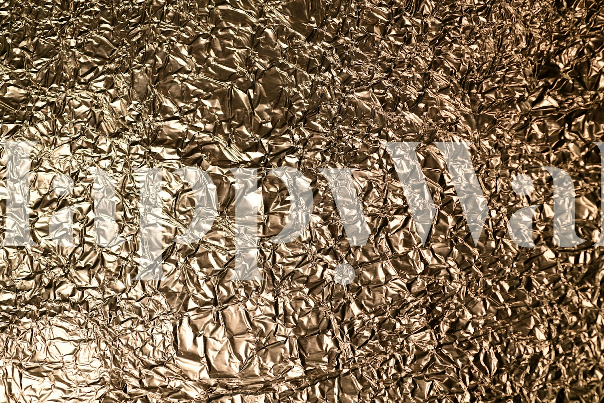 Textured gold foil wallpaper with a crinkled pattern.