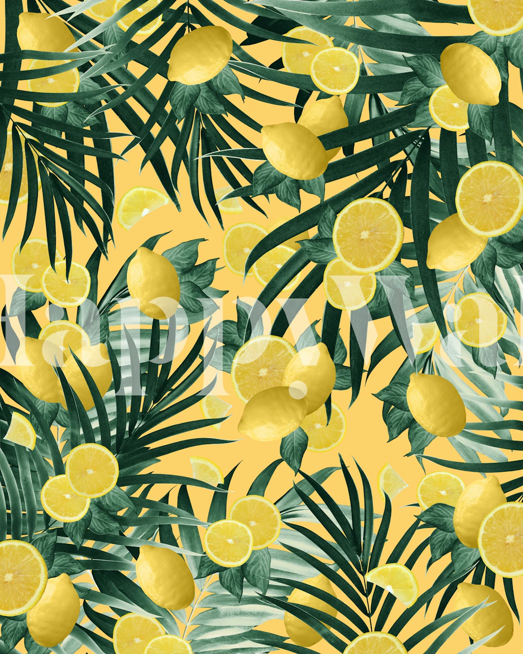 Sommer Lemon Twist Jungle 3 og grønne blade tapet i et rum