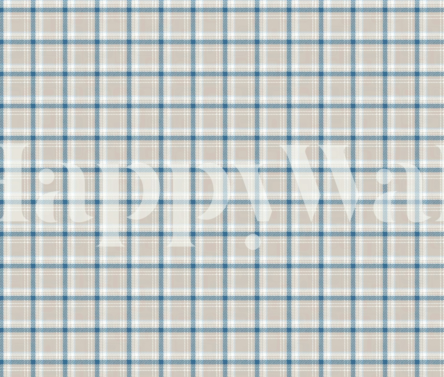Tartan plaid wallpaper in greige, blue and white pattern