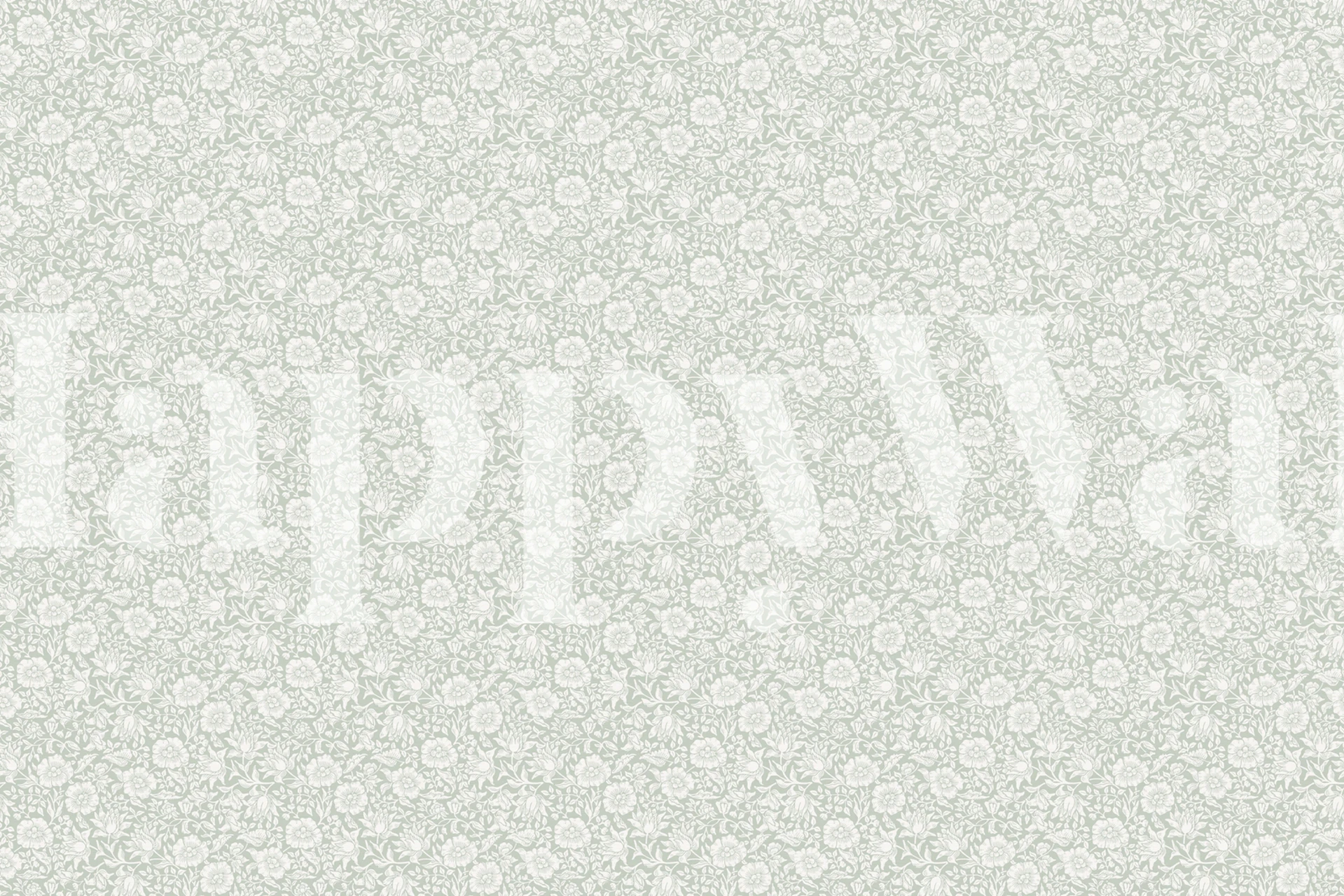 Neutral sage peonies foliage Tapete in einem Raum