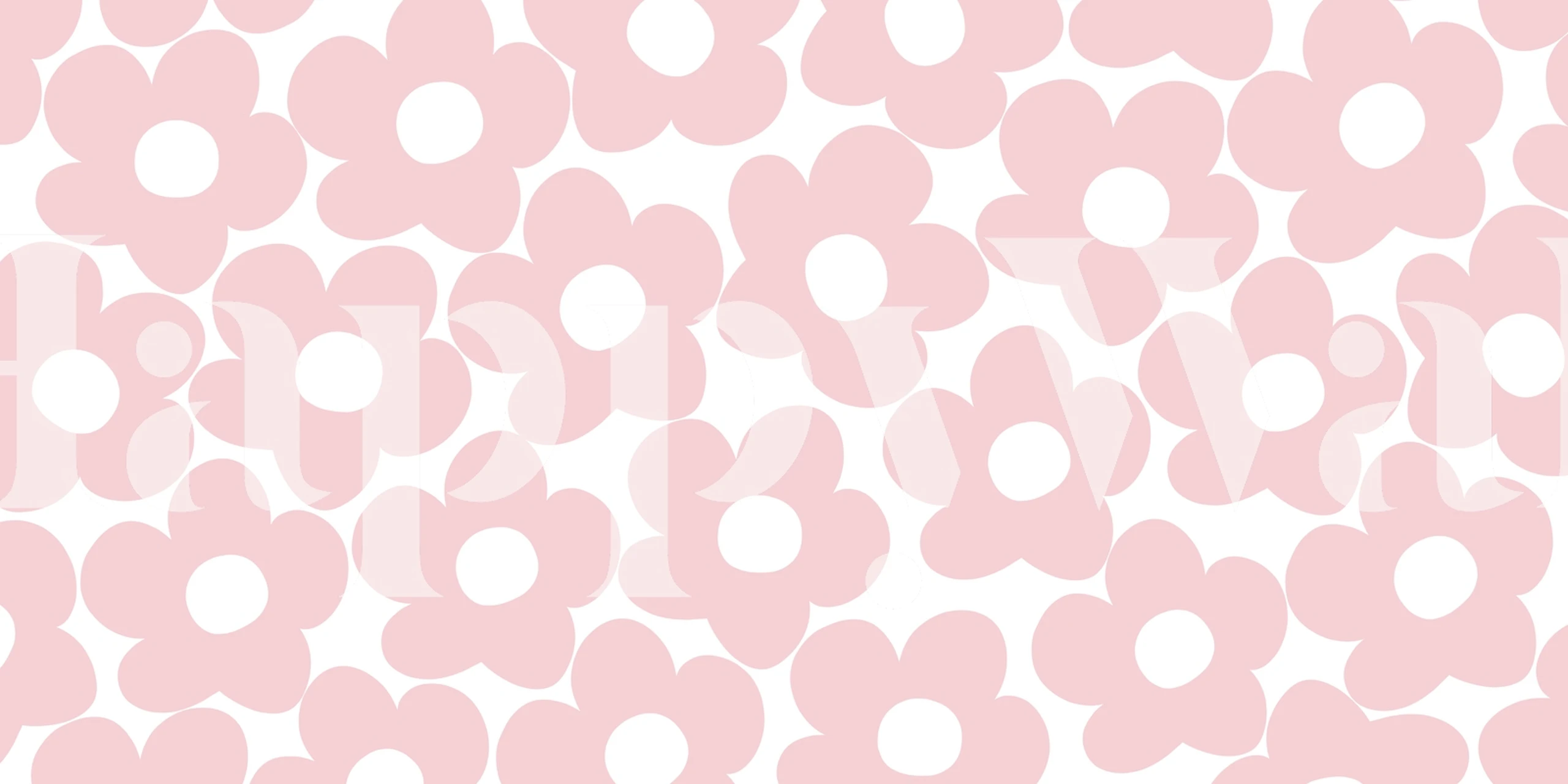 Blush pink retro daisies pattern wallpaper