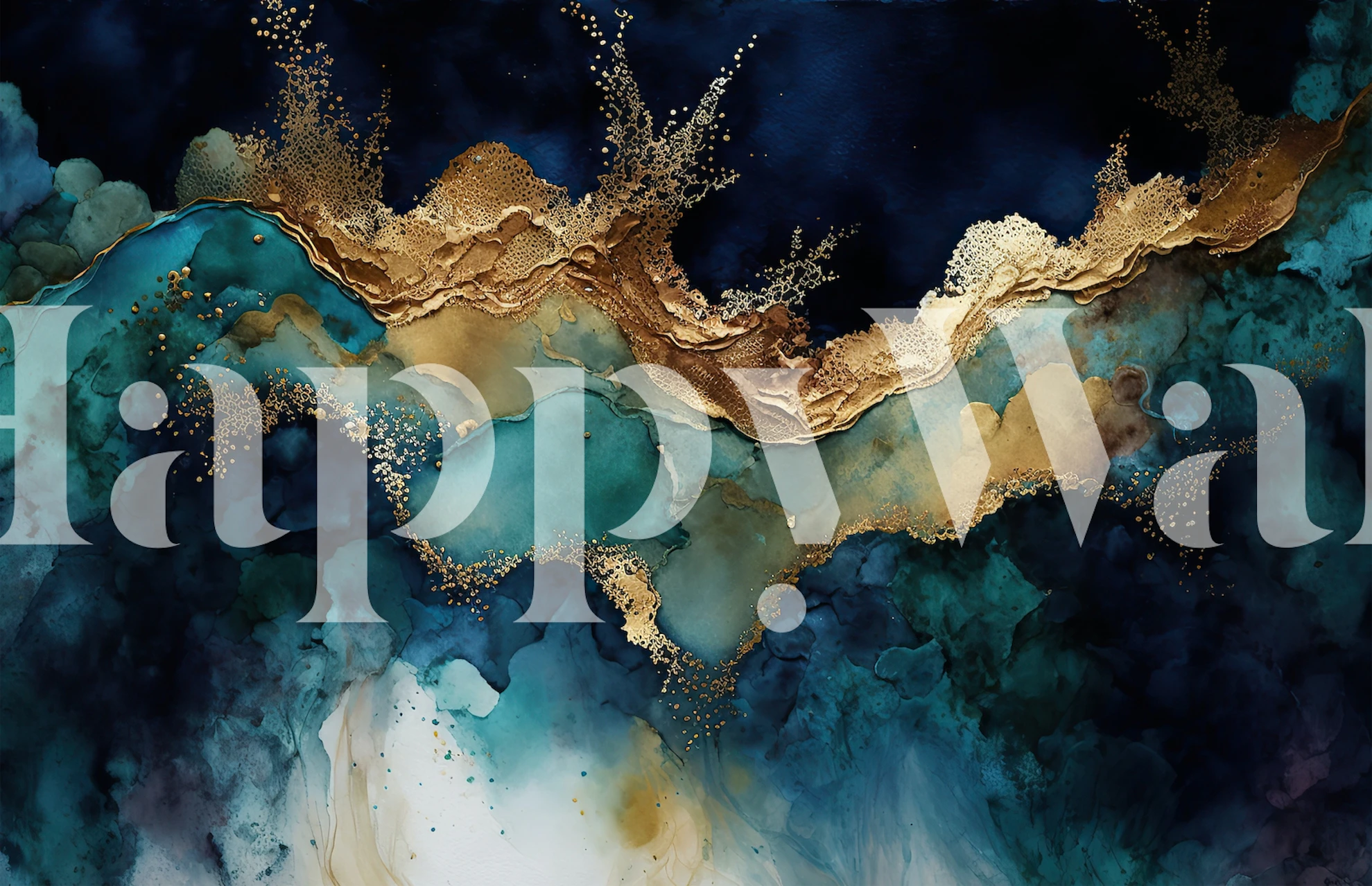 Moody Wild Liquid Paint Ocean tapet i ett rum