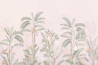 Pastel blush jungle landscape wallpaper