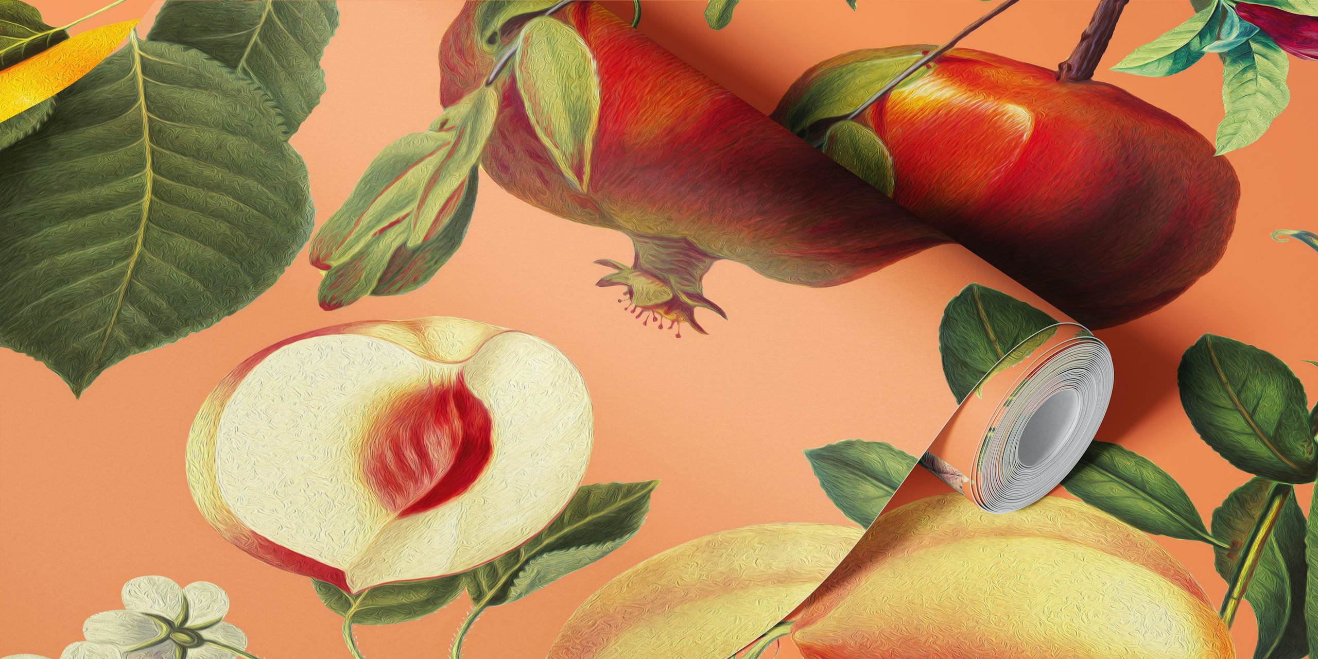 Papel tapiz Vintage Fruit Pattern XXIX en una habitación