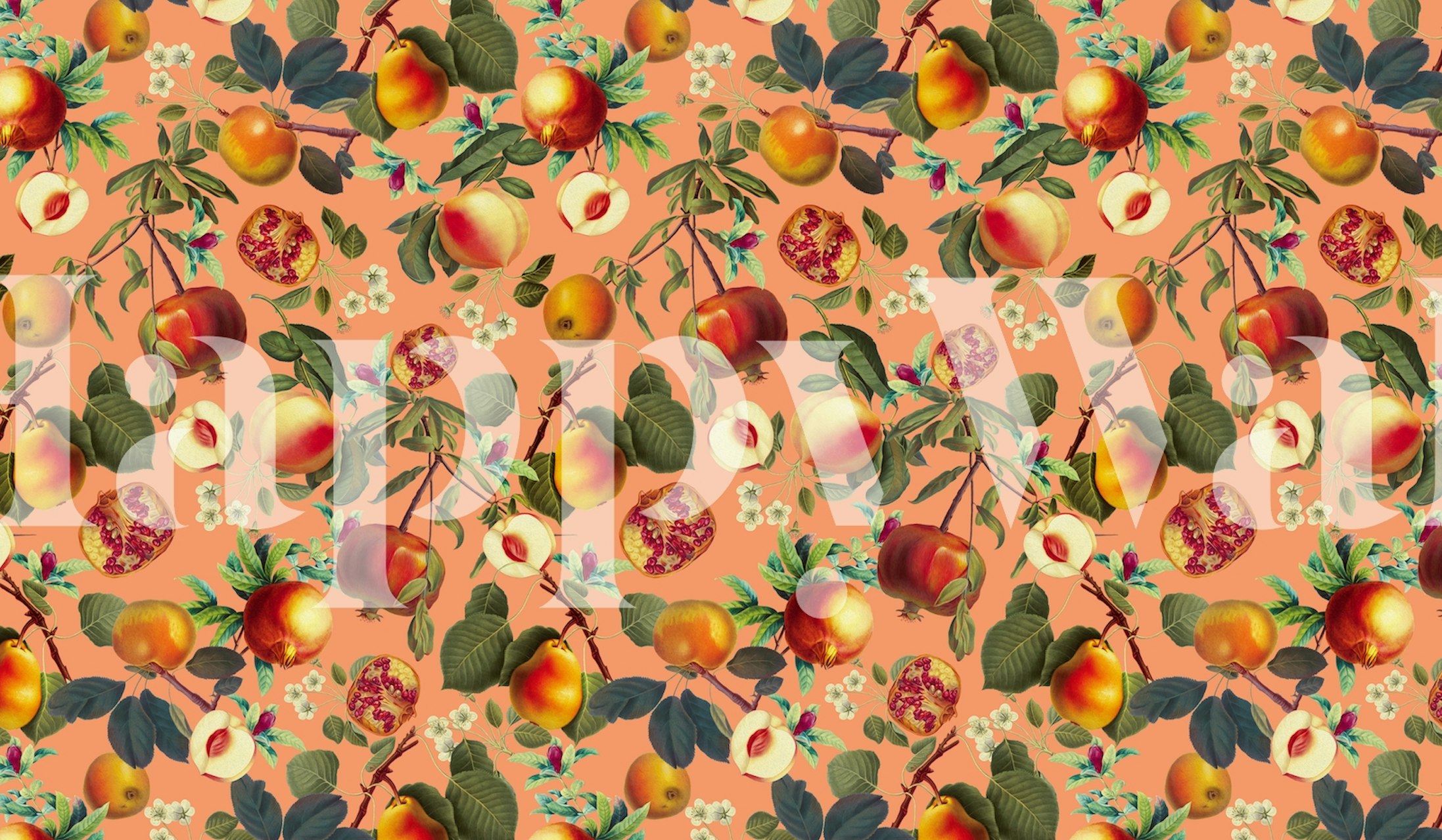 Papel tapiz Vintage Fruit Pattern XXIX en una habitación