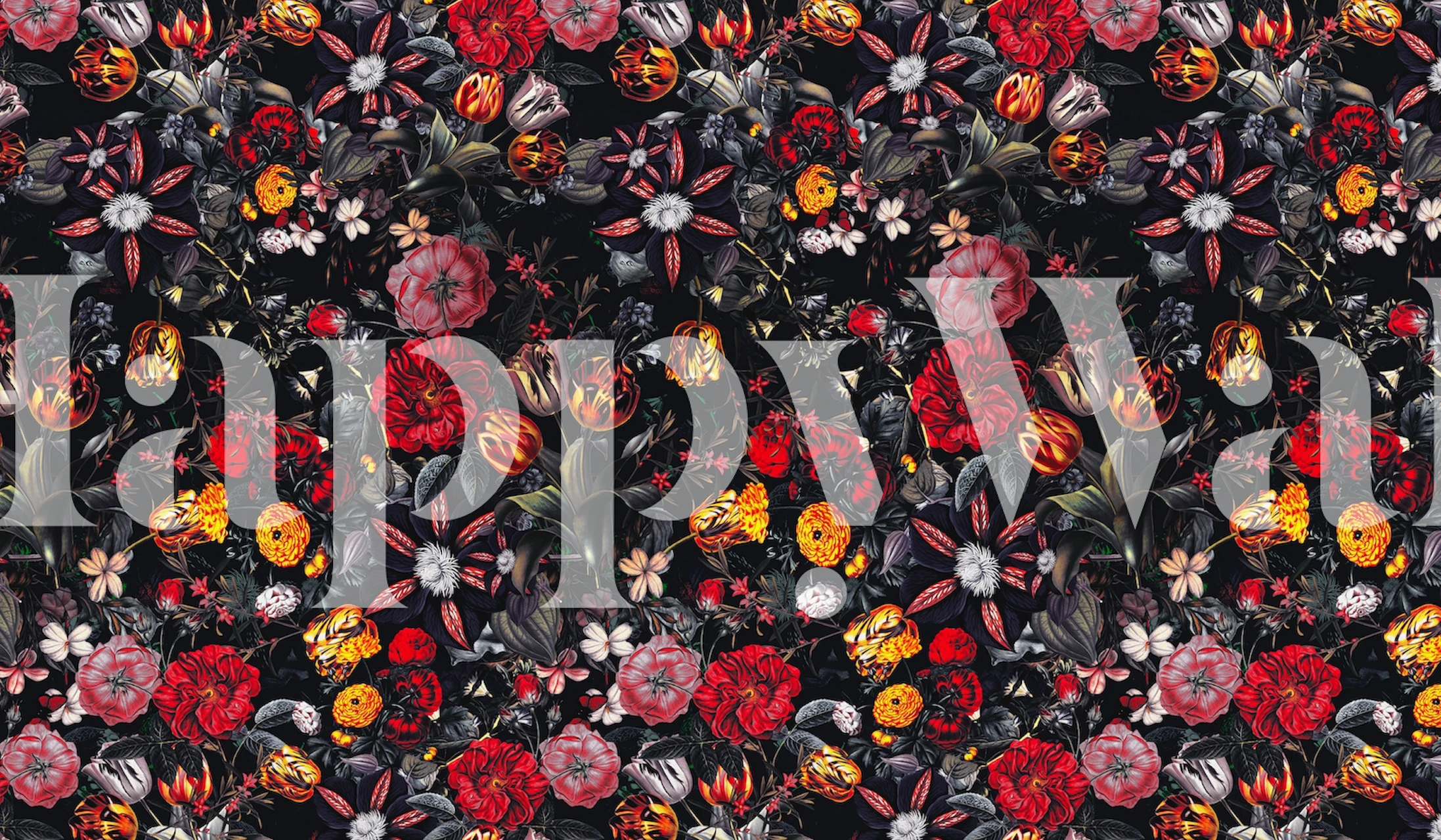 Papel pintado floral Witches Garden en una habitación