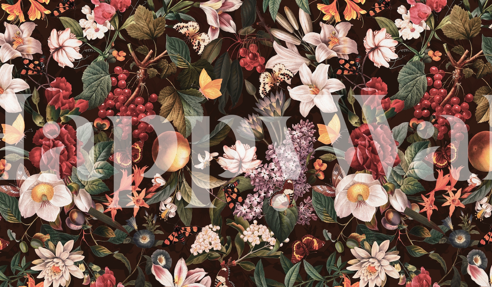 Dark Floral Wallpaper with Autumn Colors