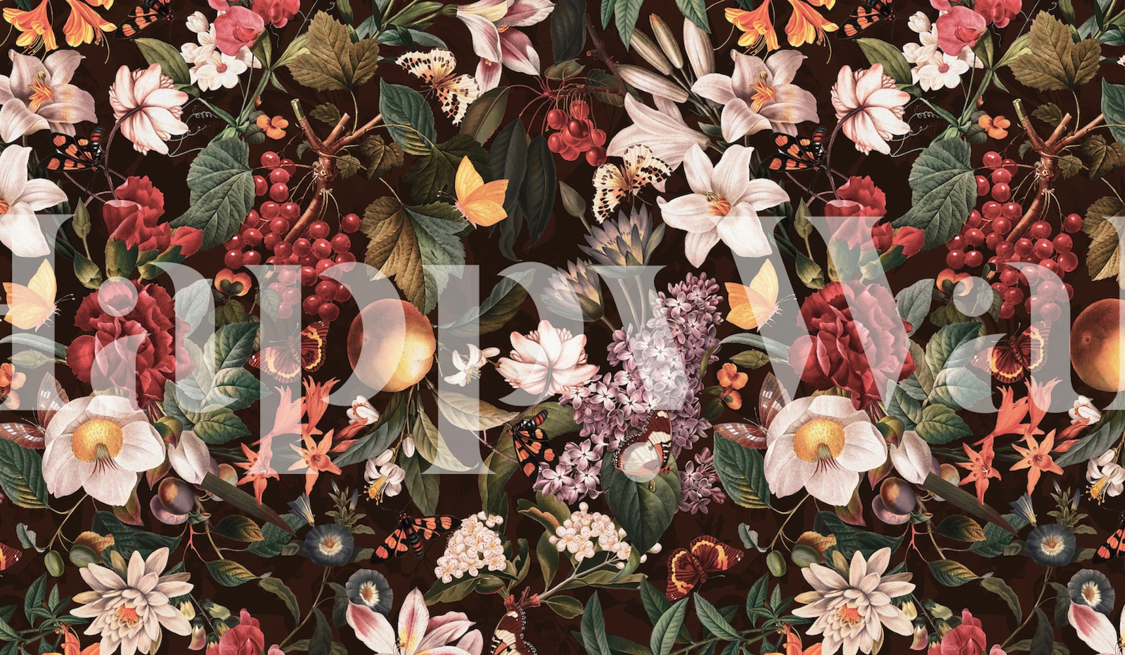 Blomsterdesign af tapet i et rum