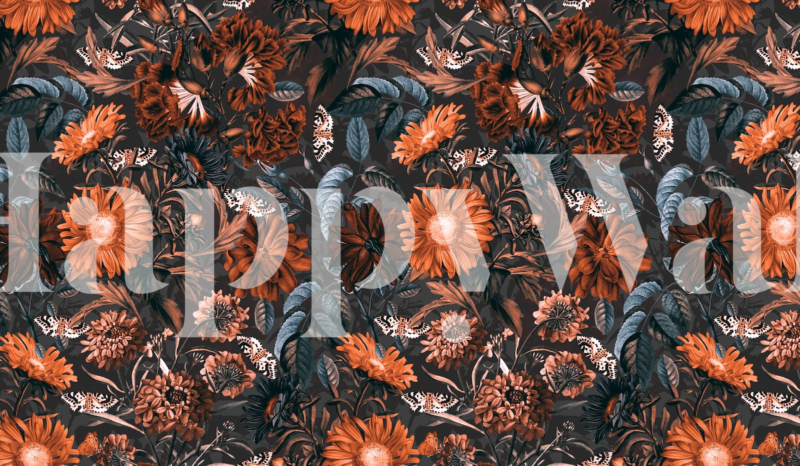 Dark Floral Autumn Wallpaper for Living Room