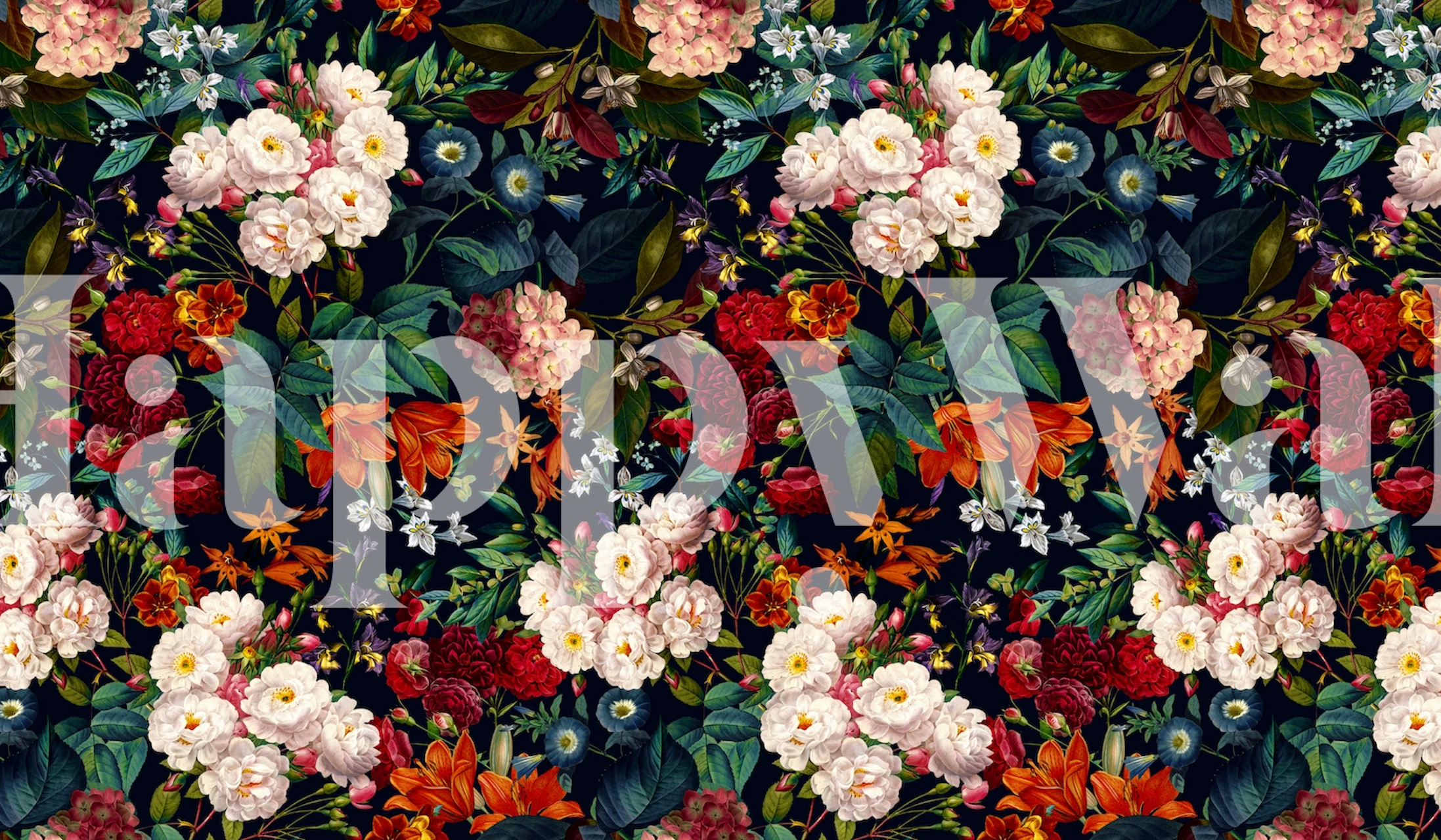 Midnight Garden XXV floral wallpaper in a room