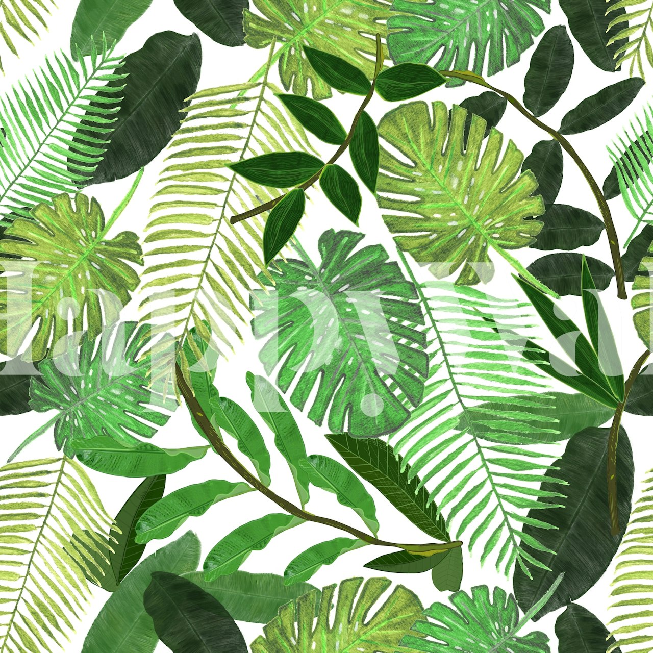 Watercolor green tropical tapetdesign