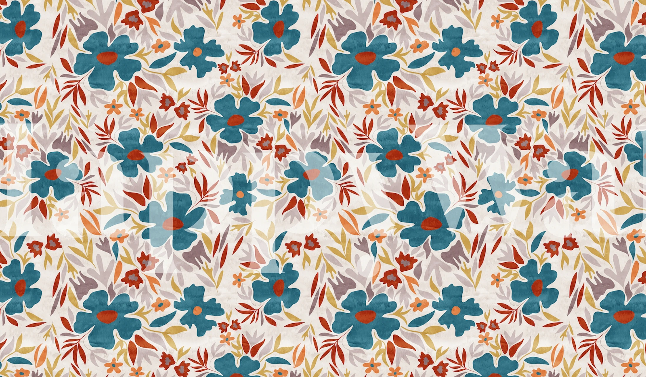 Organic Vintage Flower behang in een kamer