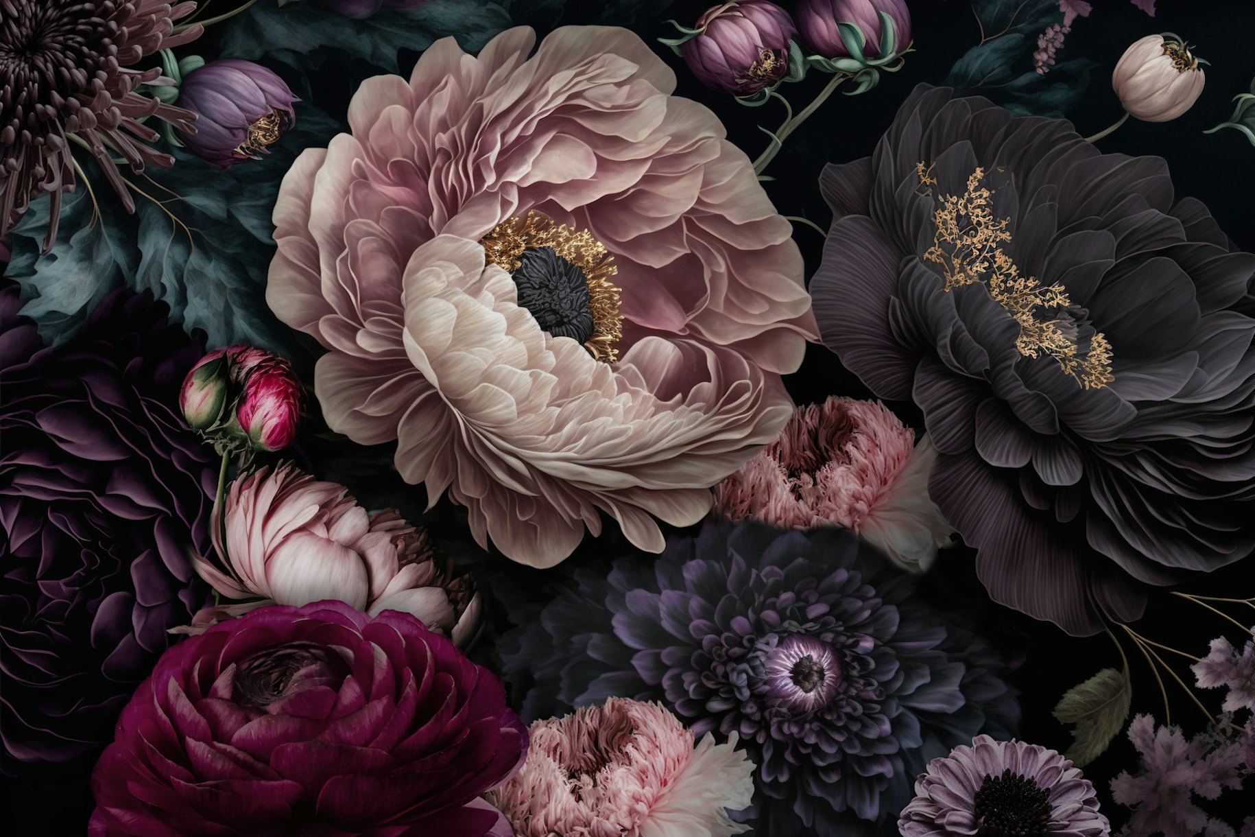 Moody Flower Fantasy Wallpaper | Happywall