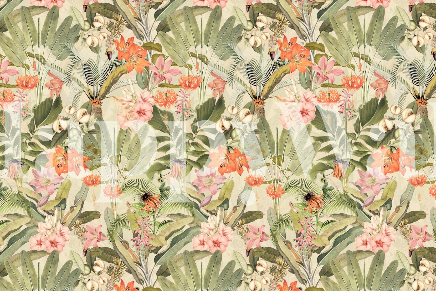 Tropical Hibiscus Jungle wallpaper - Happywall