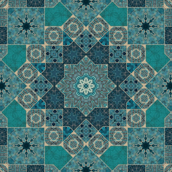 Artisanal Tiles Teal Gold