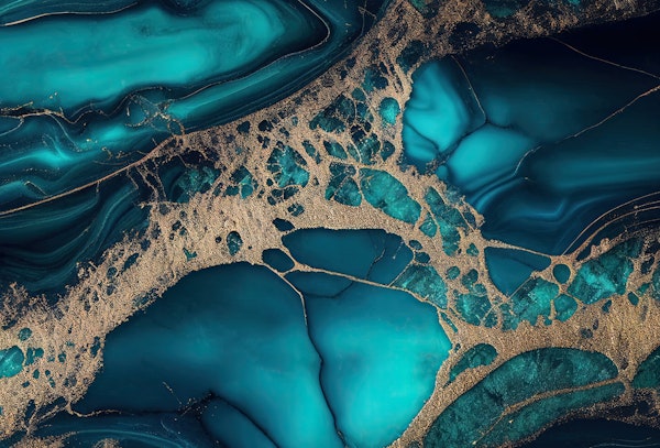 Fancy Marble Teal Gold