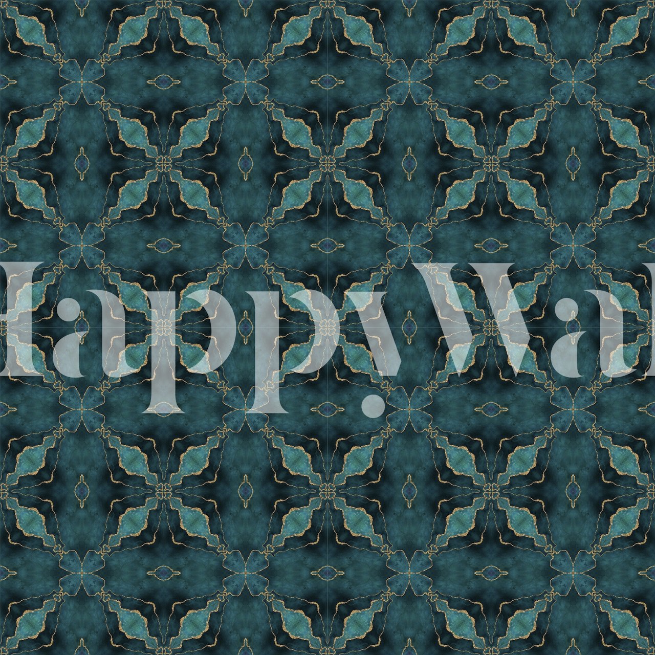 Turquoise Gold Marble Tiles-tapetti esillä huoneessa