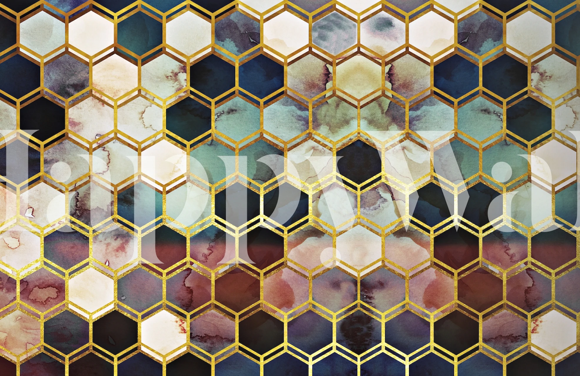 Mural de pared en forma de panal de mármol resistente con motivos hexagonales y texturas de mármol