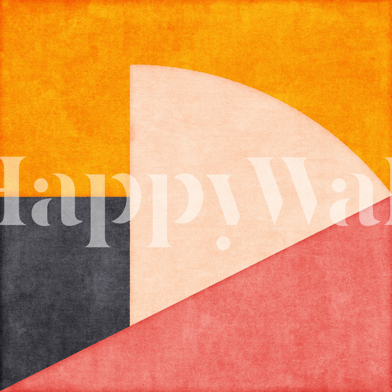 Geometric color block design in orange, pink, black, and white wallpaper