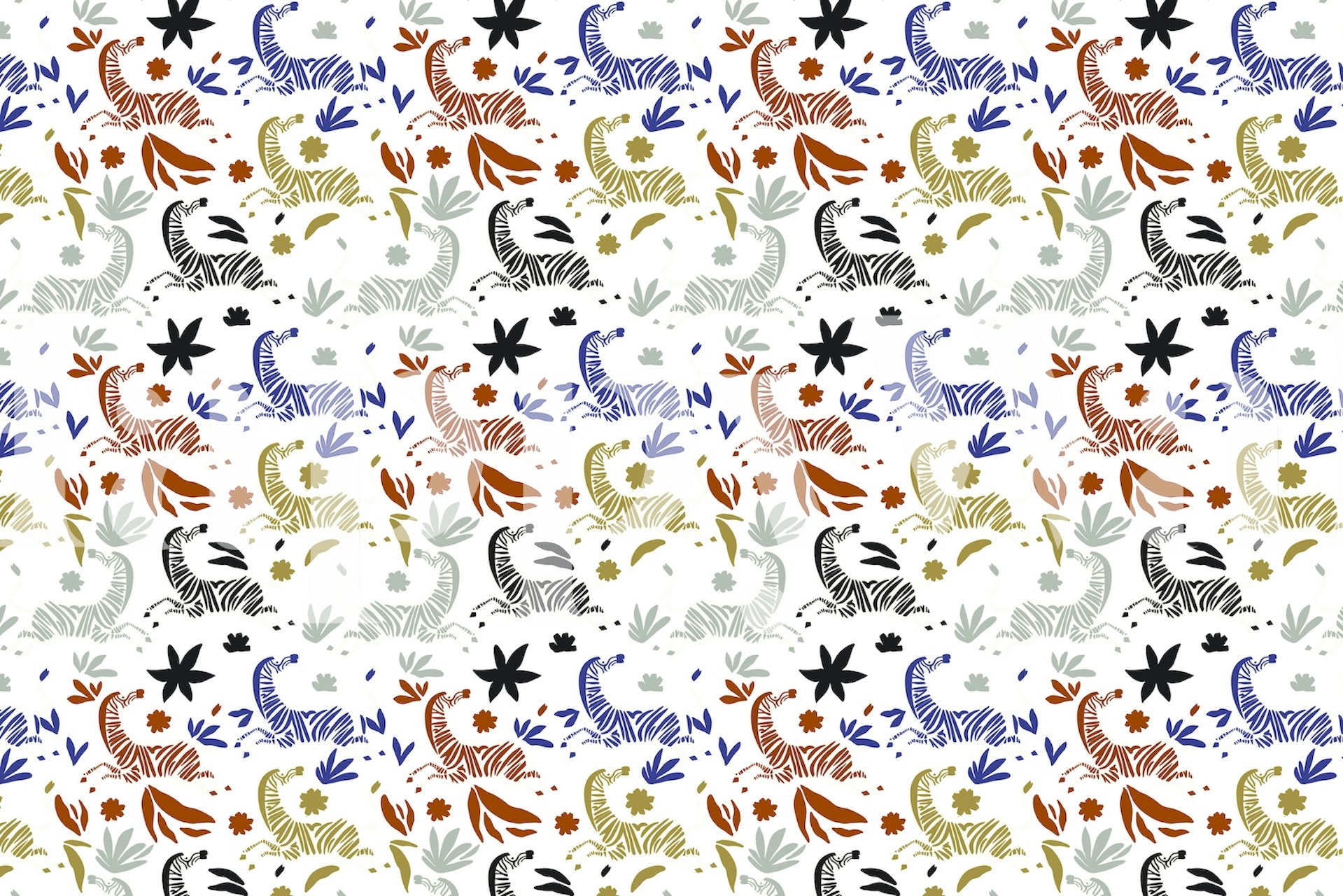 Colorful zebra wallpaper in a room