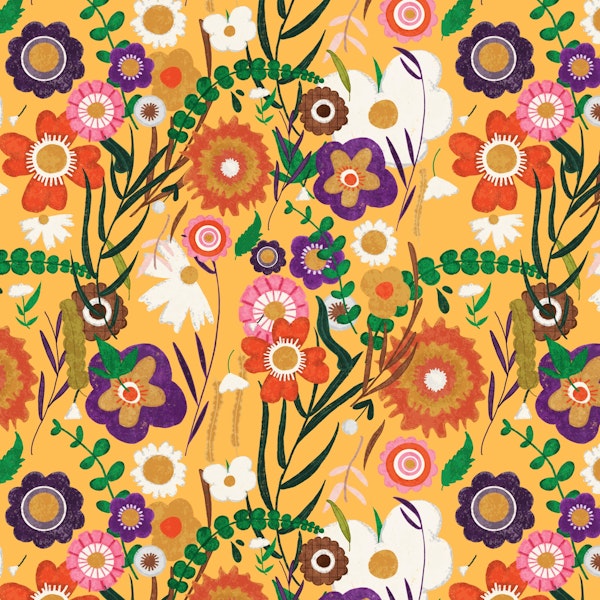 Folk spring floral yellow