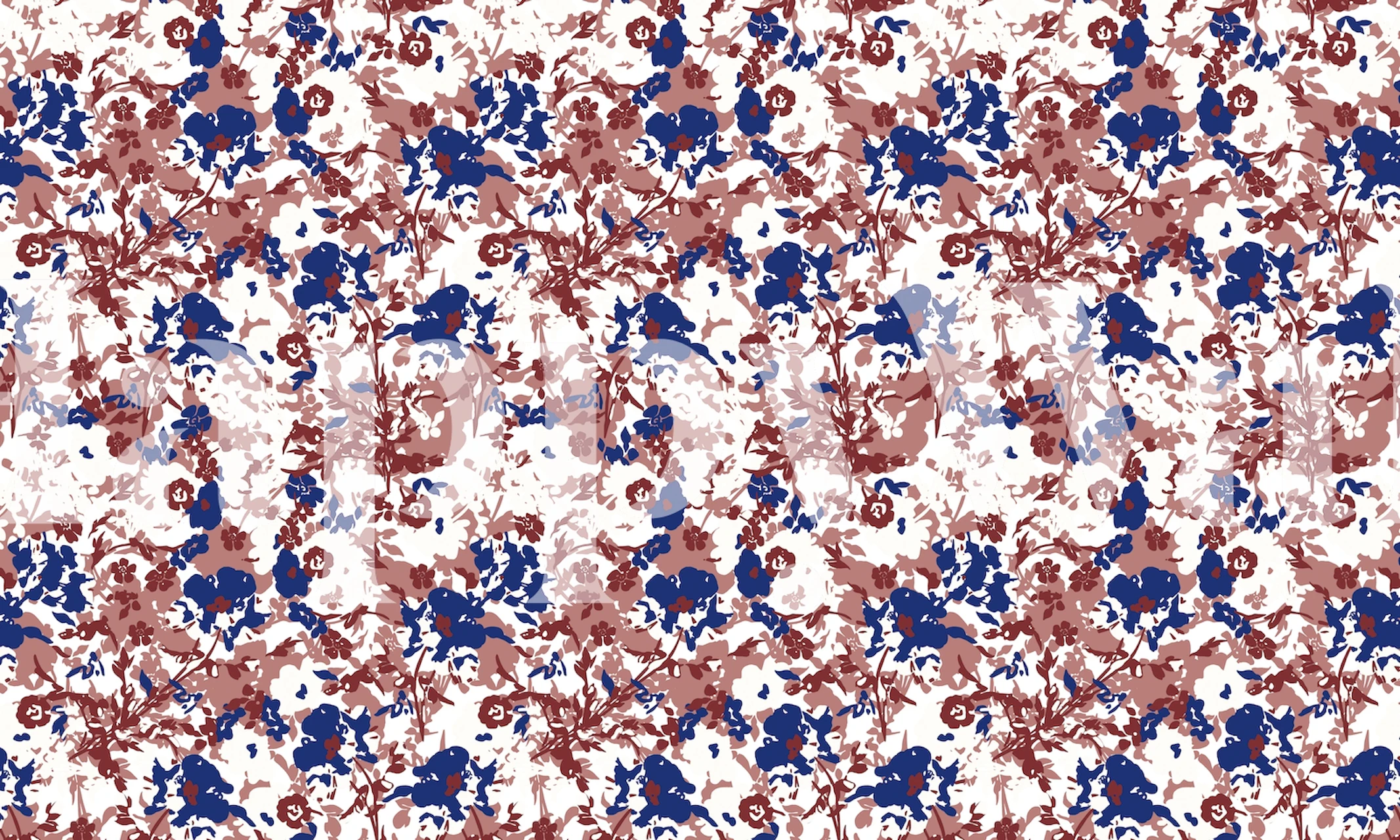 Garden pink blue floral tapet i et rom