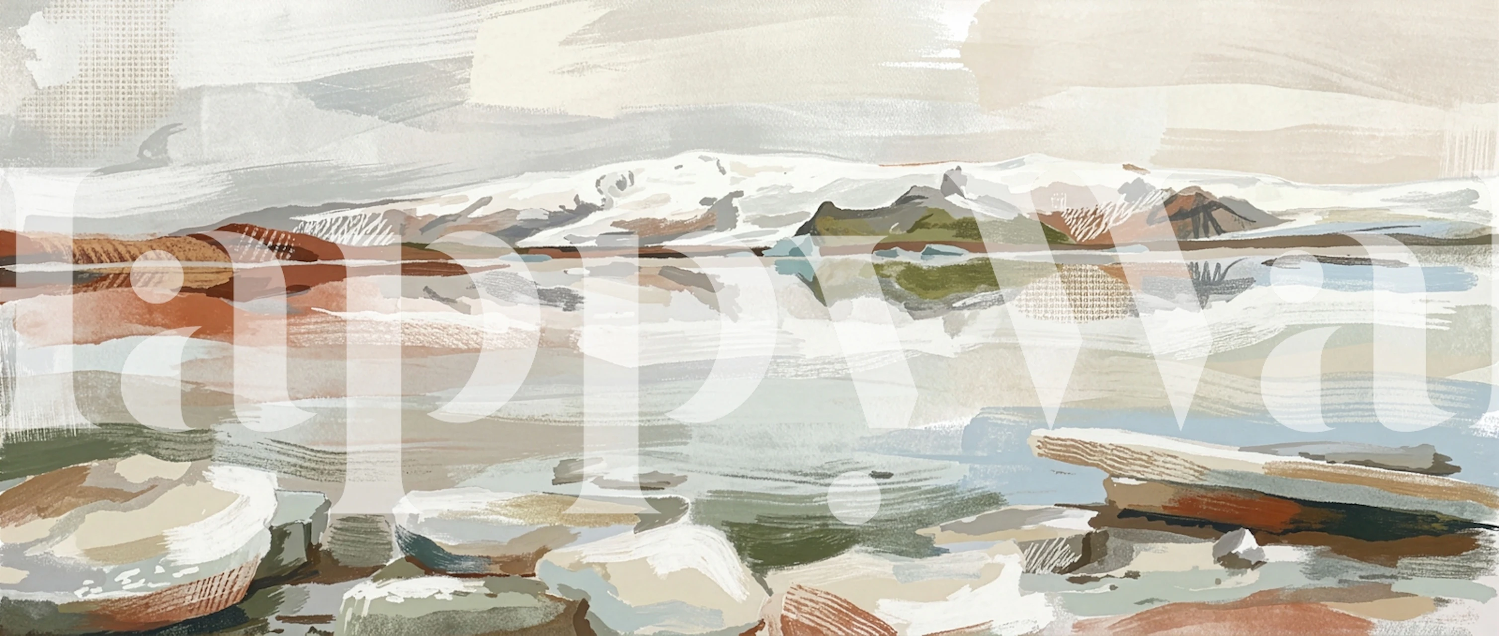 Glacier lagoon Iceland Landschaft Wallpaper in einem Raum