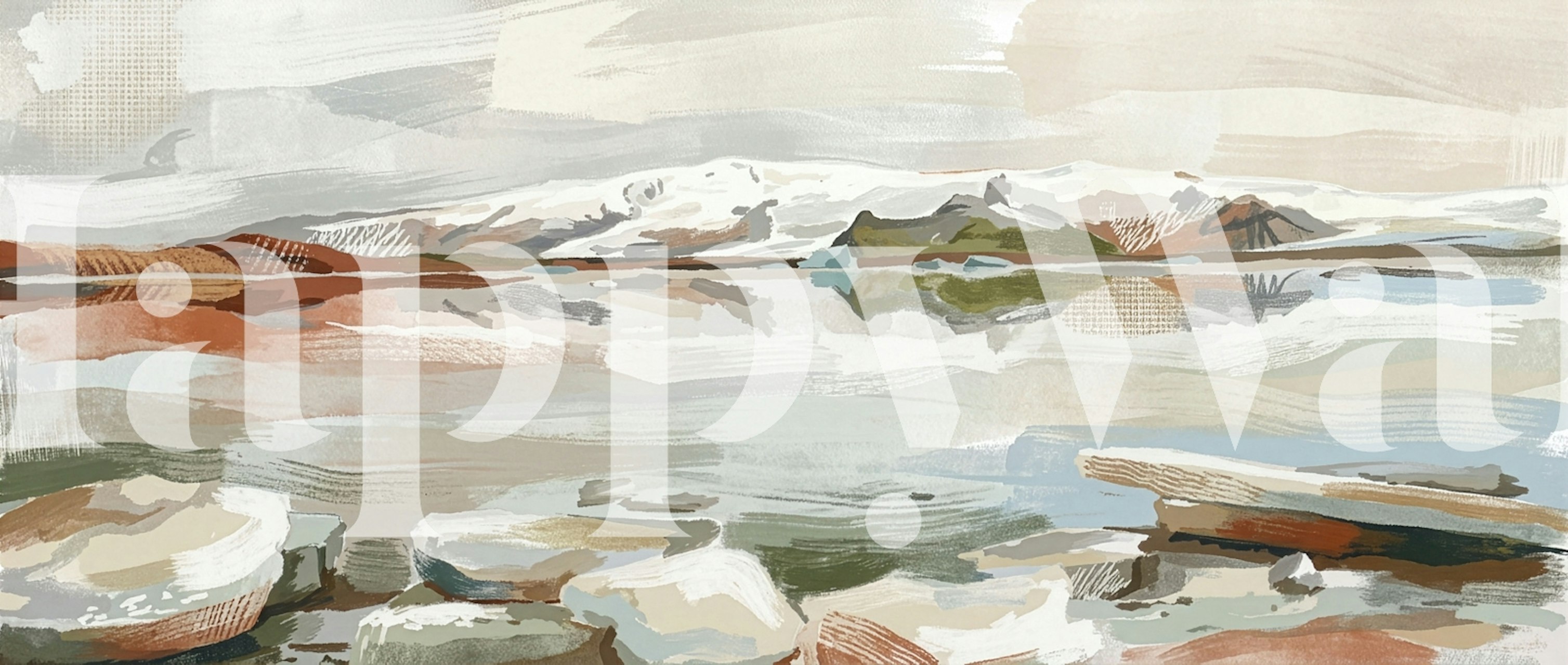 Glacier lagoon landscape wallpaper in a room