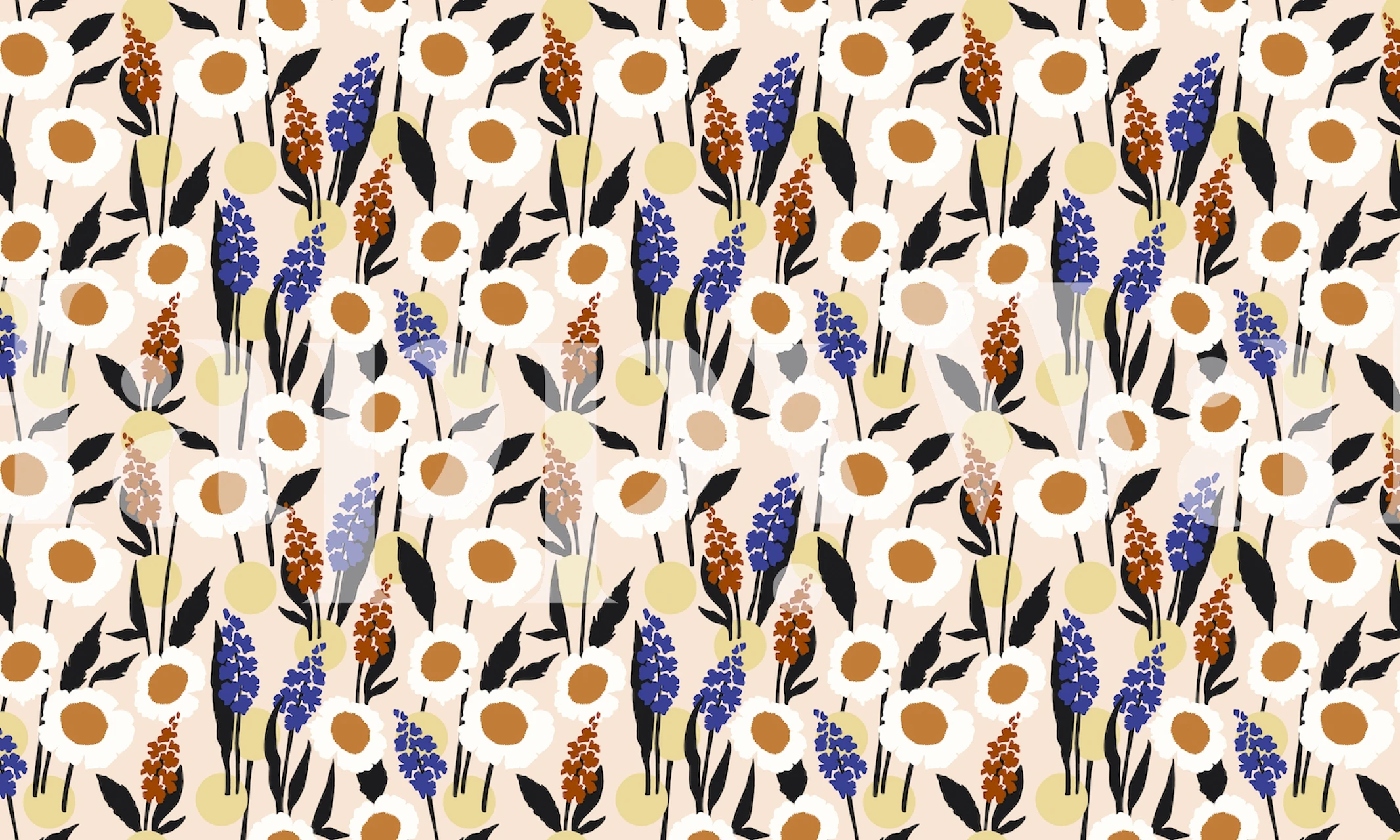 Design della carta da parati prateria fiorita P23 in una stanza