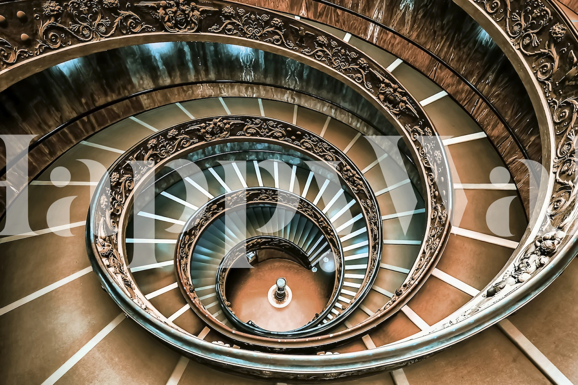 Spiral staircase wallpaper design