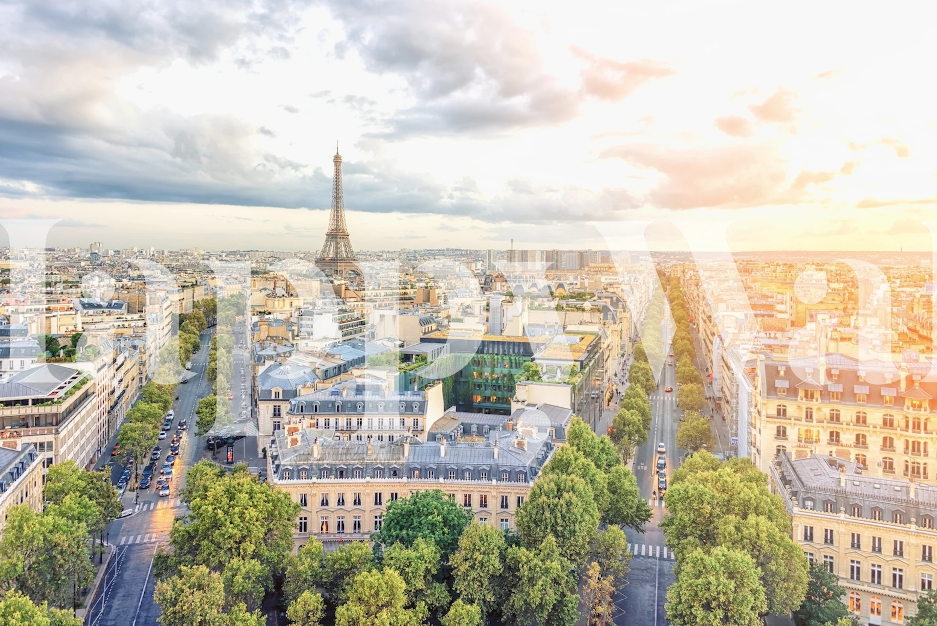 Papier peint Sunlight in Paris dans une chambre