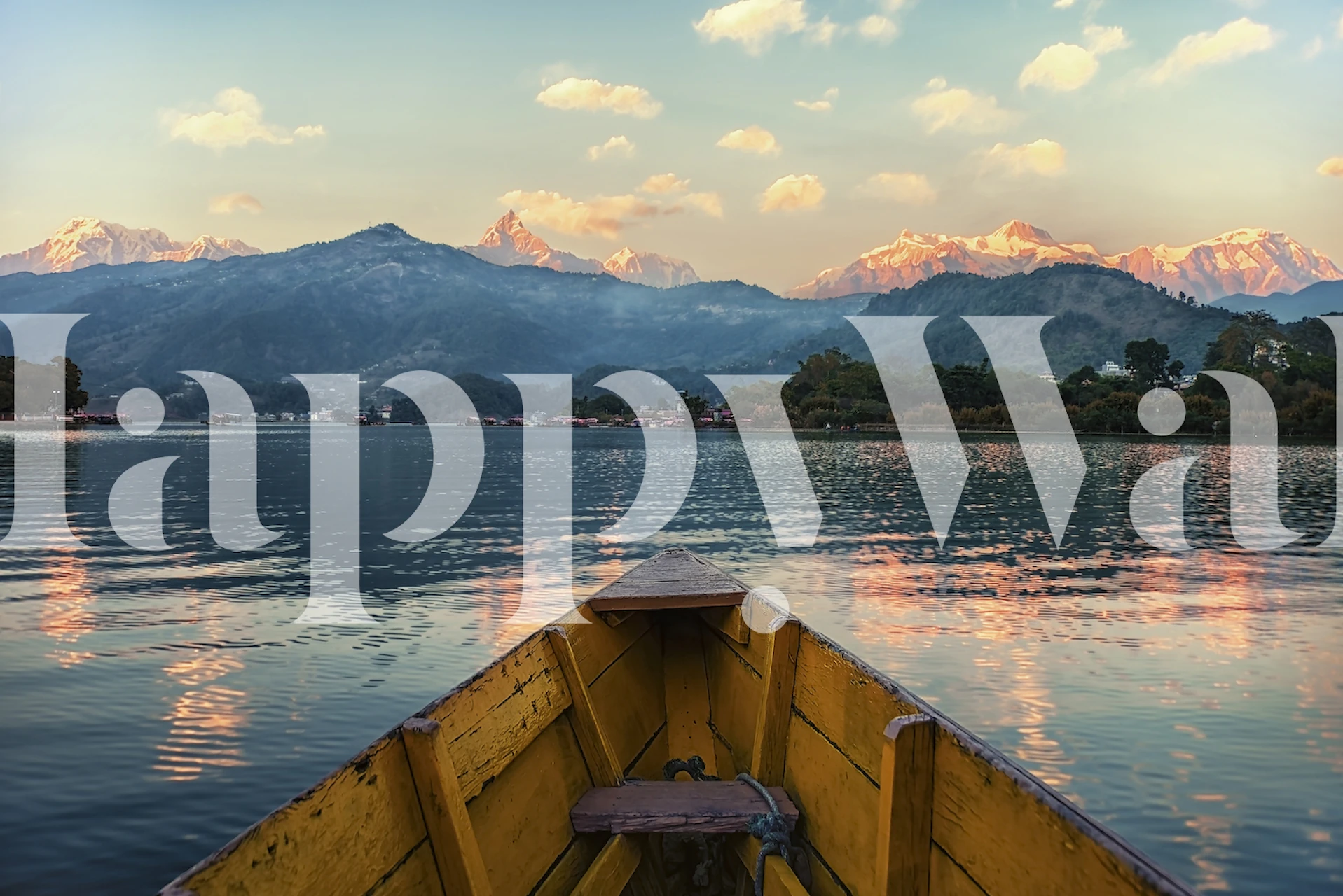 Serene mountain lake view with reflections and clouds wallpaper