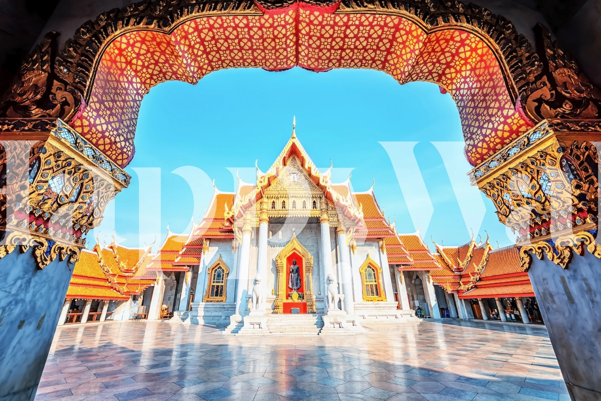 Návrh tapety Marble Temple v místnosti