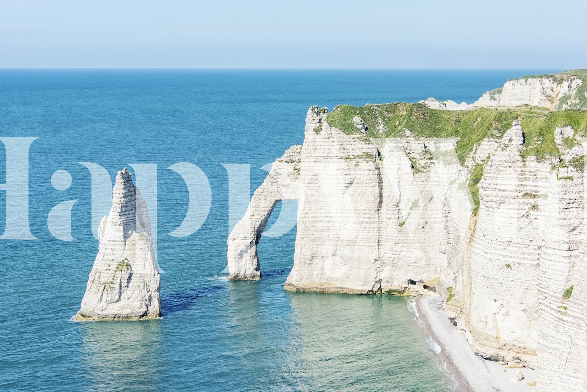 Normandy landscape wallpaper in a room