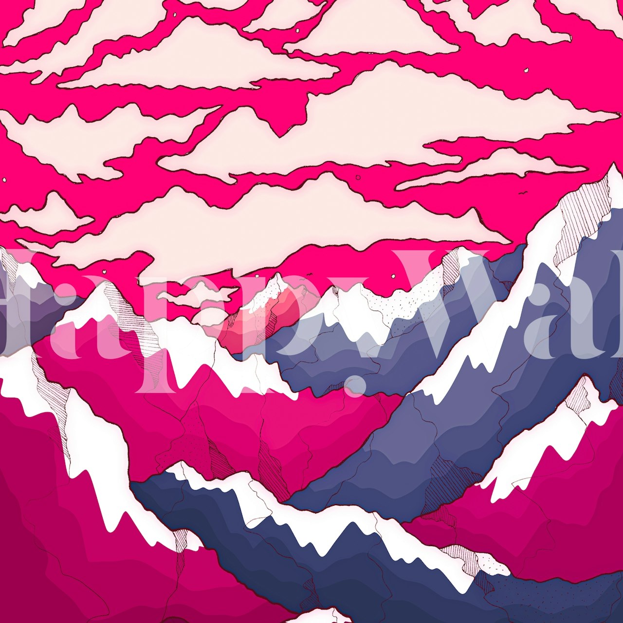 Vibrant cloud wallpaper em um quarto