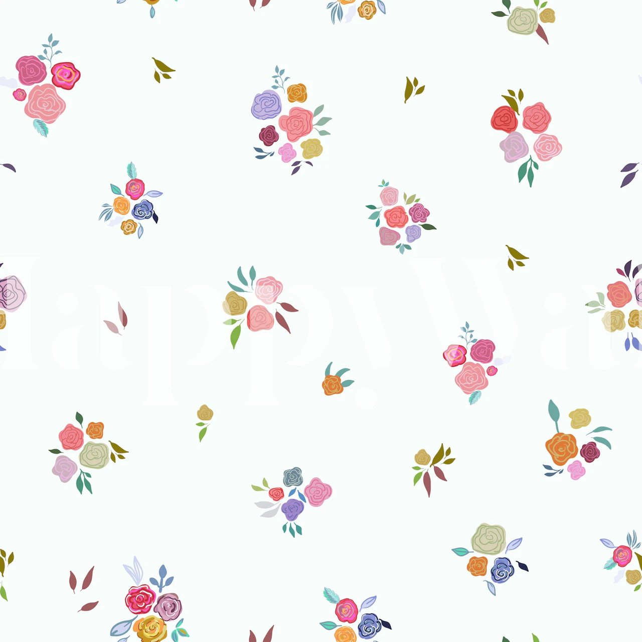 Colorful floral patterns on a white background wallpaper