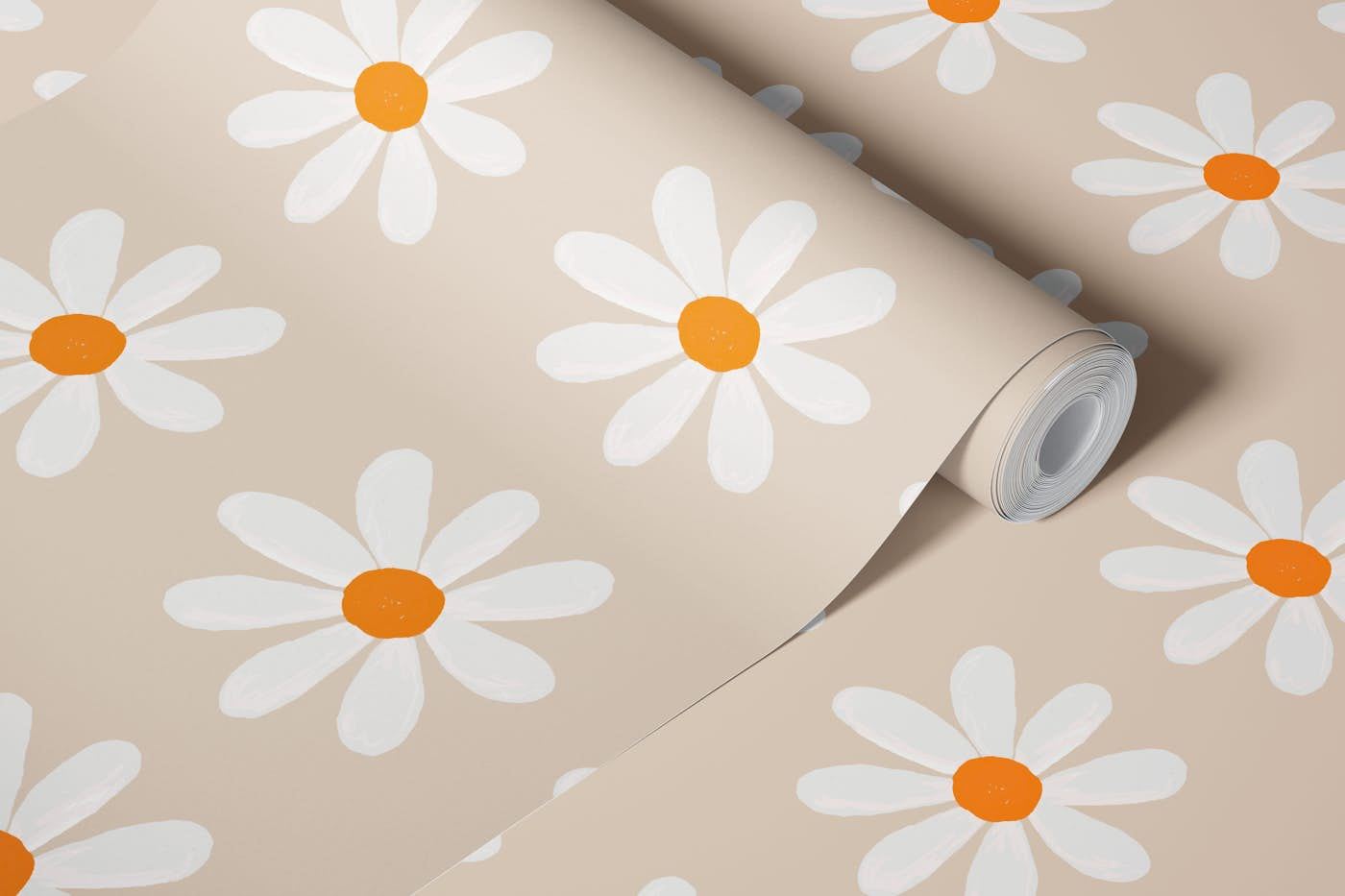 Boho Daisy Pattern wallpaper roll