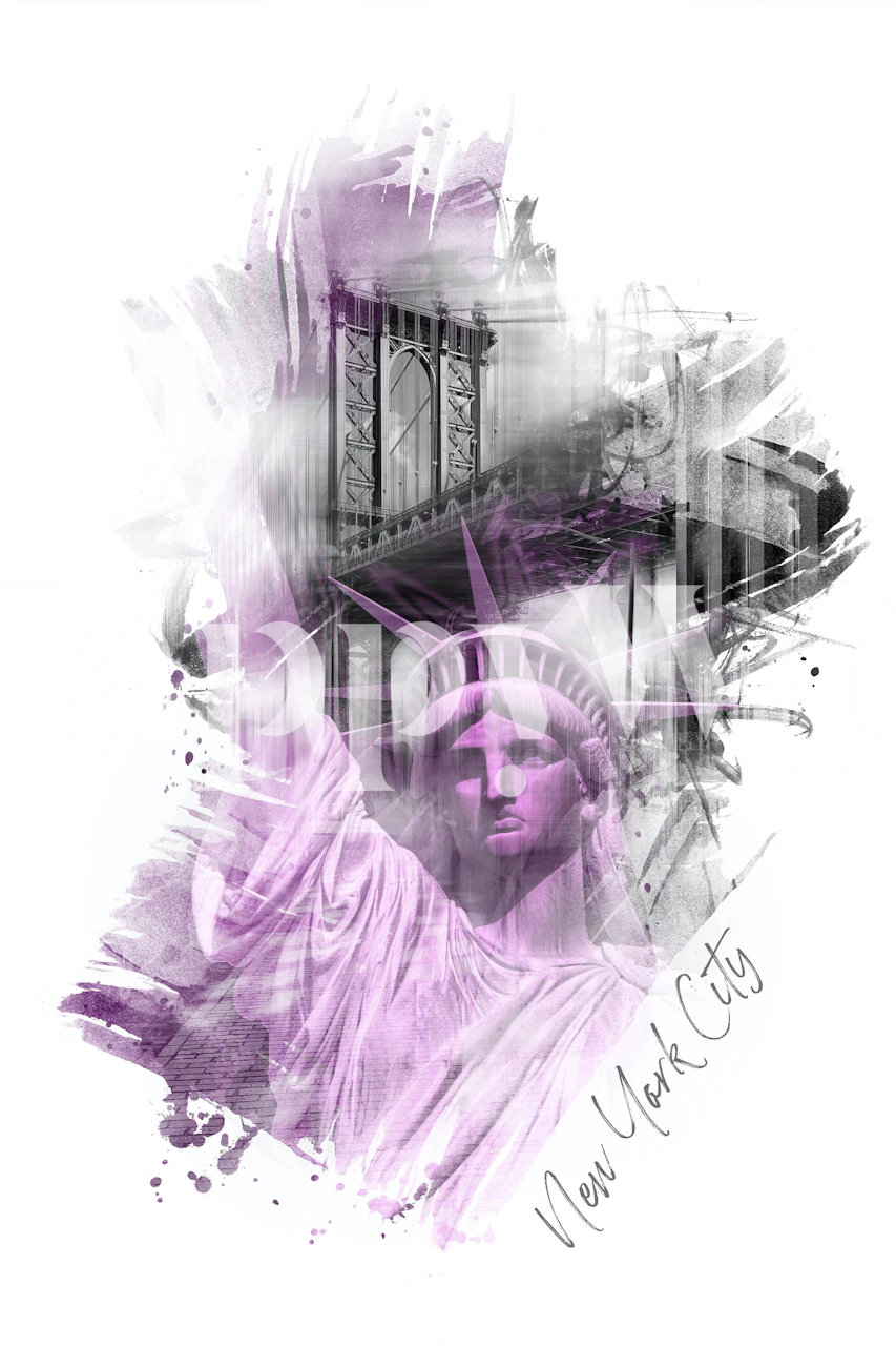 Manhattan Bridge en Liberty behang in een kamer