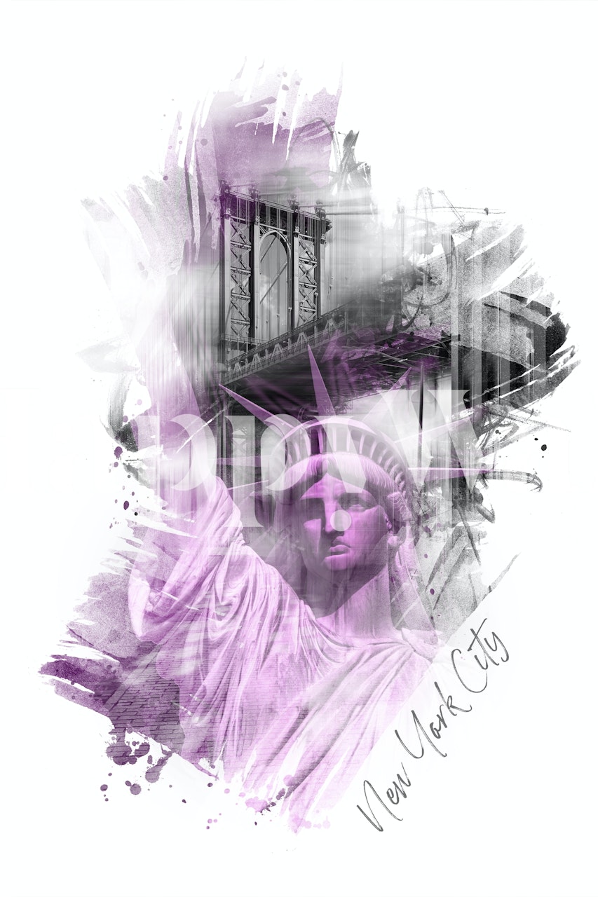 Manhattan Bridge en Liberty behang in een kamer