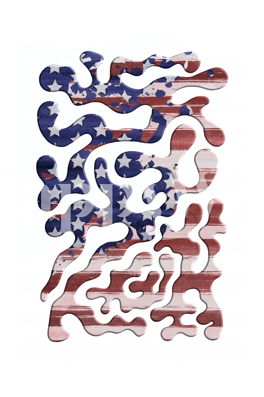 abstract camouflage wall mural in red white and blue