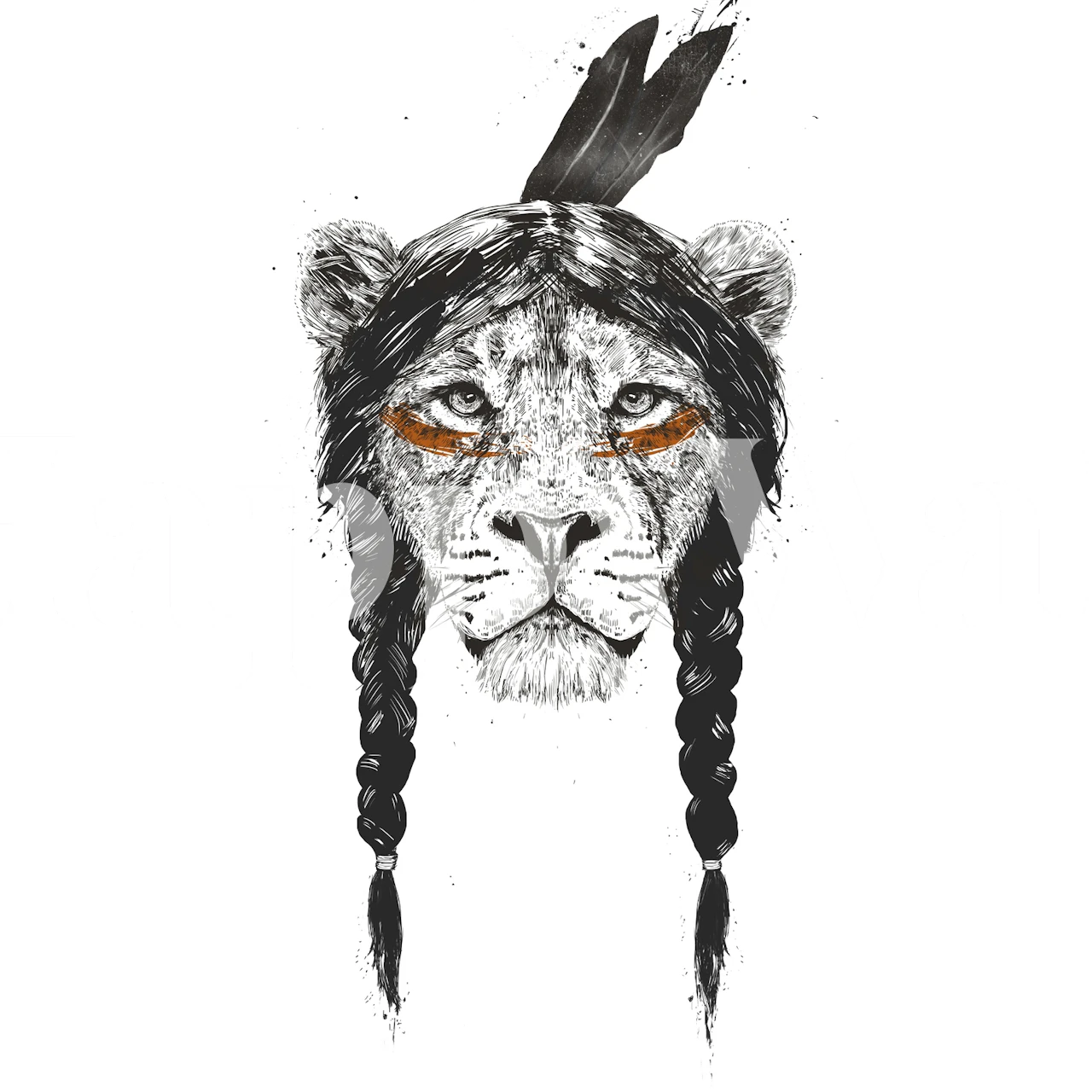 Warrior Lion wallpaper design in a room