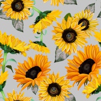 Sunflowers pattern grey wallpaper