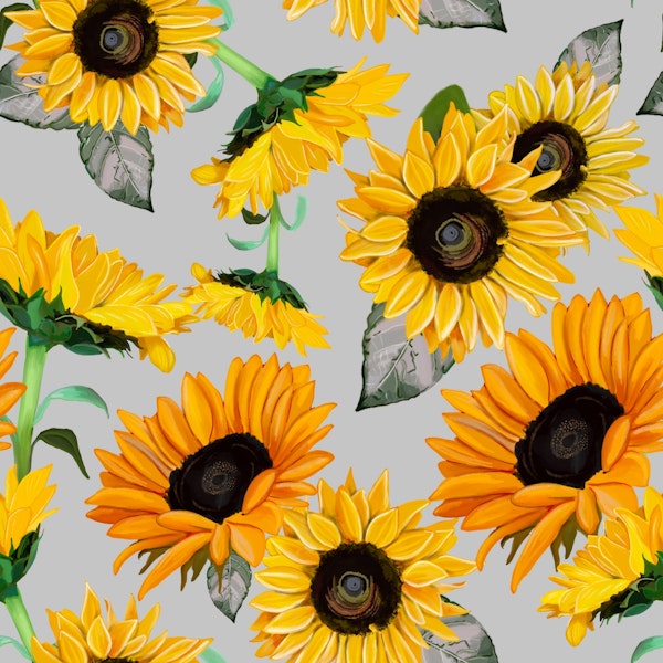 Sunflowers pattern grey