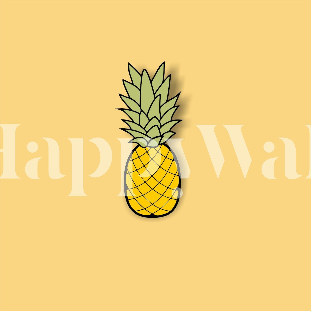 Yellow pineapple illustration on a sunny yellow background wallpaper