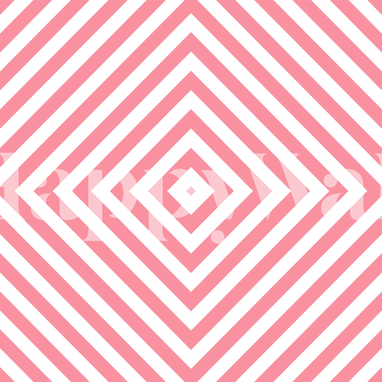 Geometric pink and white striped wallpaper
